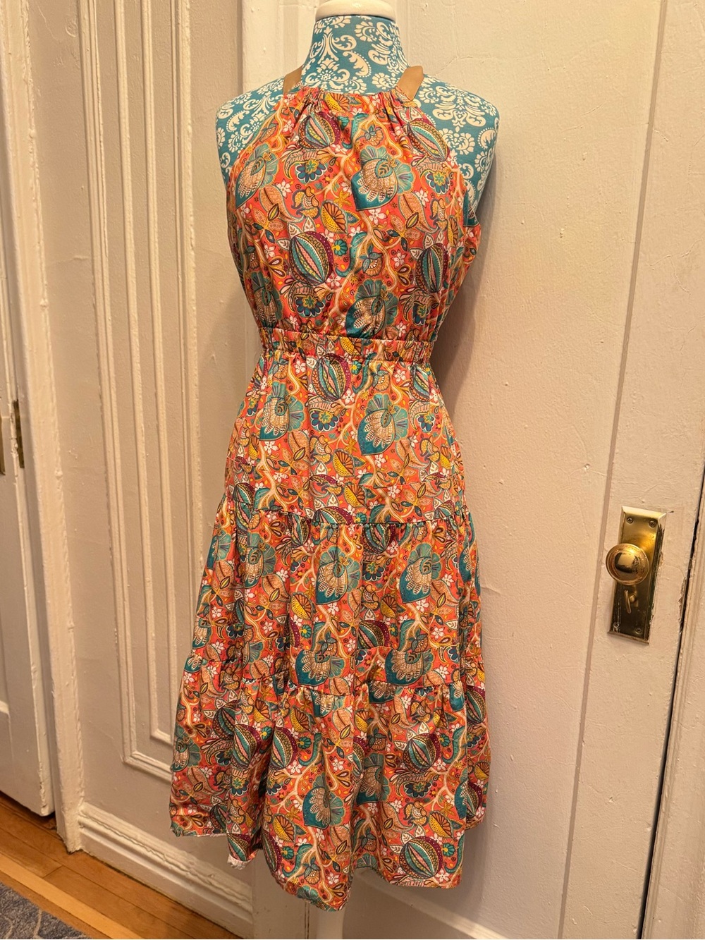 Antonio Melani Halter Citronella Orange Olivia Paisley Dress